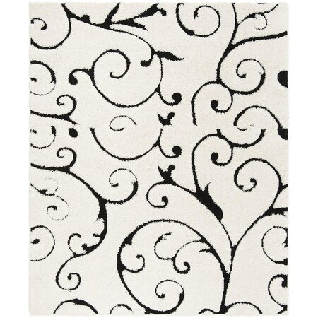 Safavieh 10 x 10 ft. Shag Power Loomed Square Area Rug; Ivory & Black SG455-1290-10SQ